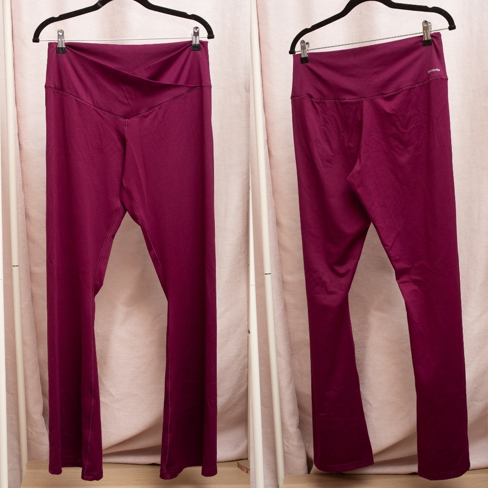 FLATTERING Waist stretchy Maroon  Raspberry  Burgundy Yoga Pants Leggings XL EUC